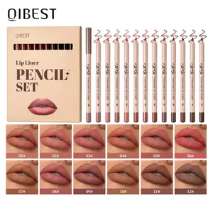 Qibest 12 Color Matte Lip Liner Set, Lip Liner Kit, Long-Lasting Velvet Lip Liners, Perfect for All Makeup Looks, Portable Daily Use, Christmas Gift Essential