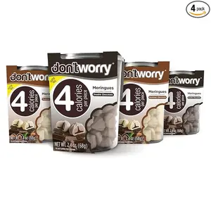 Don't Worry Keto Friendly Meringue Cookies - Chocolate & Hazelnut Cookies, Only 4 Calories per Piece!, Gluten Free Cookies, Low Carb, Low Sugar Healthy Candy, Low Calories Snacks for Adults - 4 Pack