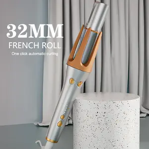 Automatic Hair Curler 32mm, 4 Temperature Settings, Suitable for Long Hair Rotating Curl Stick, Anti-Scald, Power Cord Length 59.06-98.43 Inches, 110V/220V, US Plug, Suitable for Dry Hair Automatic Hair Curler, 32mm Large Wave Curl Stick with 4 Temperatur