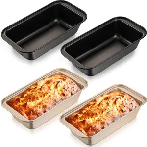 4 Pieces Nonstick Bread Pan Loaf Pan 8.5 x 4.5 Inch Carbon Steel Kitchen Baking Tin Rectangle Bakeware for Home Baking Bread Cake or Pies Desserts