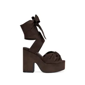SAKI-CHOCOLATE PLATFORM WRAP-AROUND SANDAL