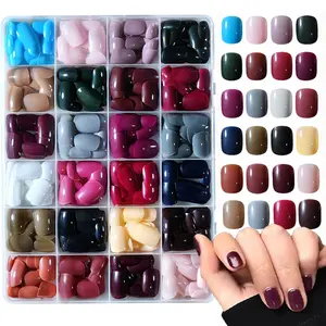 576pcs Short Square Soft Gel Press-On Nails, 24 Trendy Colors, Full Coverage Solid False Nails, Ideal for Nail Salon Art, Women's Nail Decorations