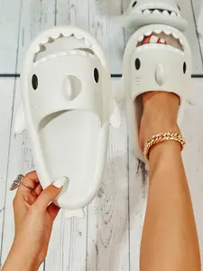 Women's Cute Shark Design Slides, Casual Comfortable Home Slippers, Thick Sole Non-slip Slippers for Indoor & Outdoor Wear, Girl