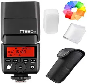 Godox TT350F 2.4G HSS 1/8000s TTL GN36 Camera Flash Speedlite for Fuji Cameras (X-Pro2, X-T20, X-T2, X-T1, X-Pro1, X-T10, X-E1, X-A3, X100F, X100T), equipped with color filters and cleaning cloth