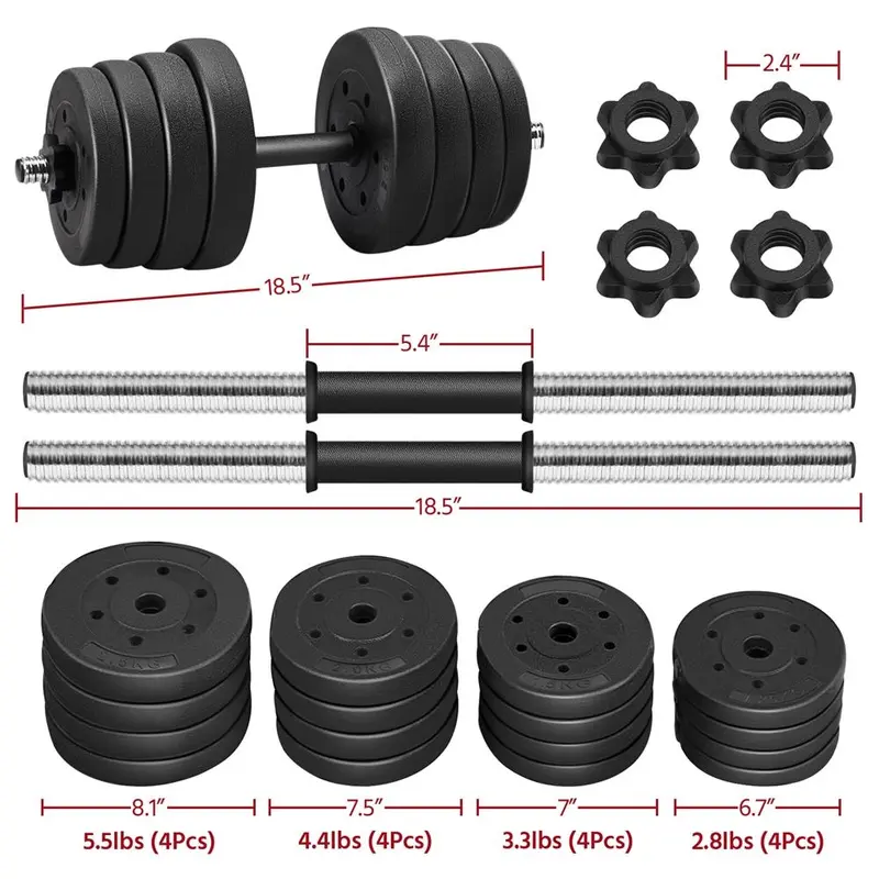 Yaheetech Adjustable Dumbbell Weight Set (33LB/44LB/55LB/66LB) - Concrete+Iron Home Exercise Equipment, Home Gym Gear with Spinlock Collars, Non-Slip Handles, Easy-to-Use Unisex Resistance Training Gym Equipment for All Fitness Levels Full Body Workout, W