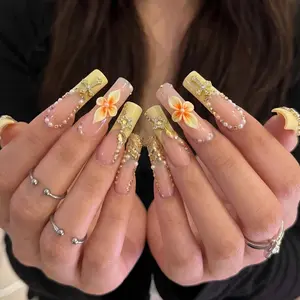AVIARA  LONG Curved Square  Duck 10pcs Handmade Acrylic 3D Y2K Press On Nails Luxious Salon Quality Fake Nail detachable nails