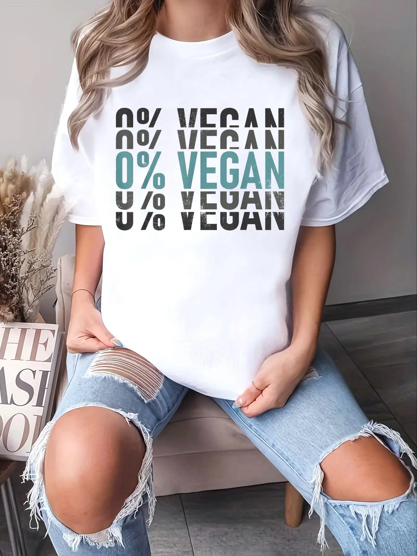 Women's Not Vegan Graphic T-Shirt, Casual Carnivore Keto Diet Loose Fit Top in 100% Cotton, Short Sleeve for Layering with Jackets, Style, Shortsleeve, Tshirt, Round Neck, All Seasons, Keto Theme, Clothes, Do Not Bleach, Machine Wash, Party