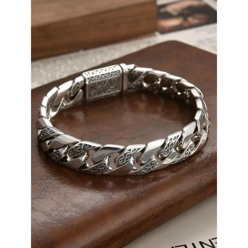 Unisex Vintage Punk Stainless Steel Magnetic Chain Bracelet Set for Couples, 18cm-20cm with Heart Charms, Daily/Party/Birthday Matching Jewelry Gift, Yes, Adjustable Stainless Steel Bracelets & Bangles, Multi-Size, Matching Couple Bracelets, Punk Look