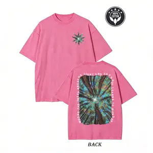 Where The Trees Breathe Light Oversized Tee | Trippy Forest Spiritual Graphic Shirt,Psychedelic Forest Light Tee | Retro Acid Wash Wander Soul Oversized Top