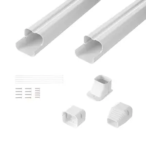 VEVOR Mini Split Line Set Cover 3-inch W 7.4Ft L, TikTokShopBlackFriday, PVC Decorative Pipe Line Cover For Air Conditioner with 2 Straight Ducts & Full Components Easy to Install, Paintable for Heat Pumps, White