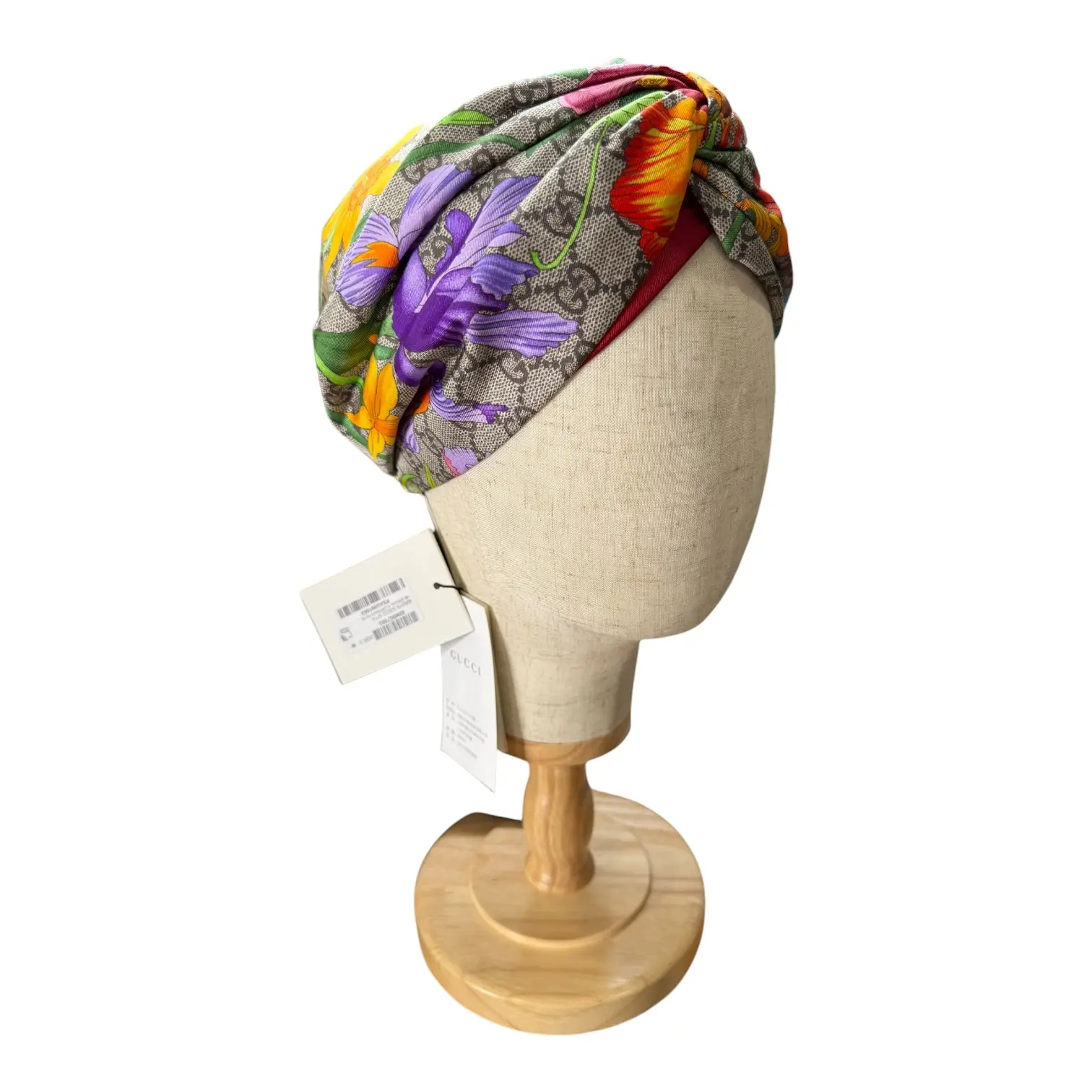 Pre-owned Gucci Silk Flora Turban Headband Gucci Monogram
