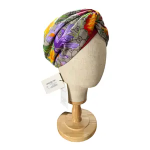 Pre-owned Gucci Silk Flora Turban Headband Gucci Monogram