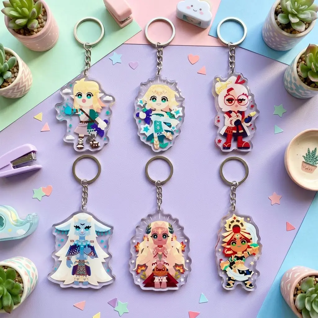 TOTK Acrylic Charms, Fantasy Adventure Character Keychains, Game Inspired Bag Charms, Backpack Accessories, Collectible Fan Gift