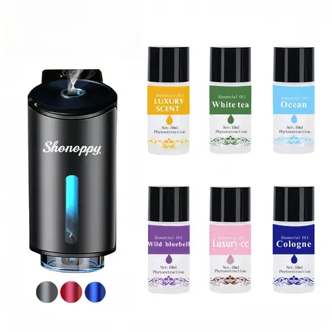 Shonoppy Smart Car Air Freshener with Three Adjustable Concentration Scent Levels, Car Aroma Diffuser, 6*10ML Natural Perfume Essential Oil Set,Car Interior Accessories Gift