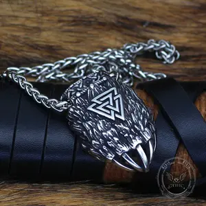 GTHIC Viking Triangle Rune Bear Paw Stainless Steel Pendant for Men Women Birthday Gift Charms Norse Jewelry Accessories