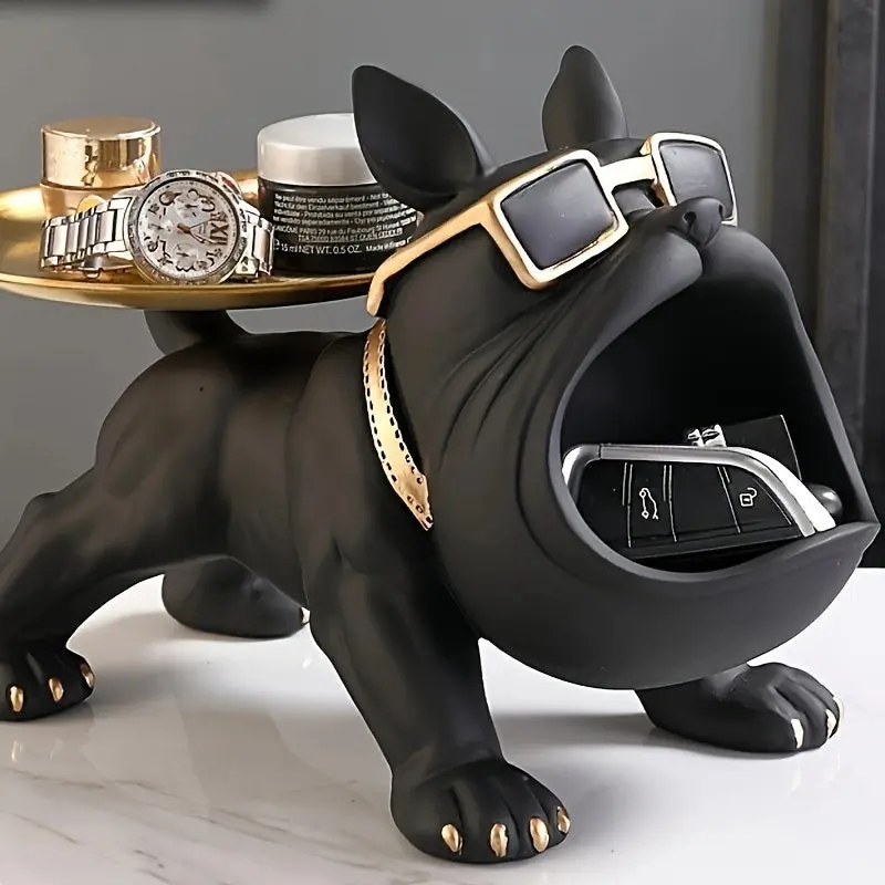 Big Mouth Bulldog Artistic Resin Dog Sculpture Decor