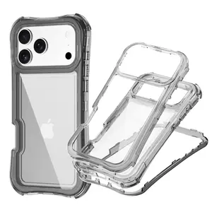 Armor 2IN1 Military Grade PC+TPU Clear Phone Case For IPhone 17 Pro Max Air 16 15 14 13 Plus Shockproof Buffer Protect Cover