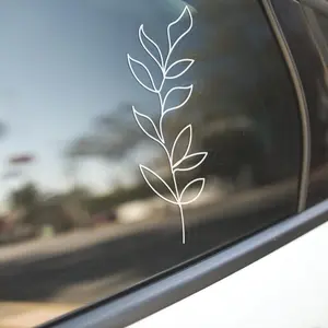 Floral Plant Leaves Decal Sticker | Cute Garden Gardener Gift | Laptop Car Window Decal