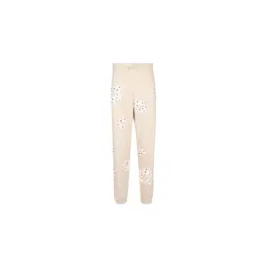 Rhinestone Cotton Wreath Sweatpants "Oatmeal" DT028