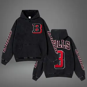 Vintage Washed Hoodie Vintage The Chi-Town, Oversized Bulls Pullover, Basketball 2025 Fan Gear, Basketball fan, Gift for true basketball fan