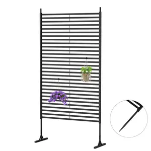 Outdoor Metal Garden Fence Panel Metal Outdoor Privacy Screen with Stand Decorative Outdoor Divider with Stand Panels Freestanding Screen Set for Deck Patio Balcony Garden