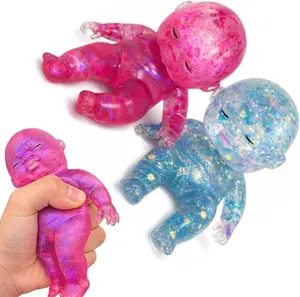 Glitter Sparkle Sugar Squishy Stress Ball, Ultra Soft Slow Rise Moldable Squeeze Ball, Stretchable Fidget Anxiety Relief Sensory Toy