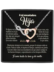 To My Daughter Necklace Gift Infinity & Heart Pendant with Cubic Zirconia,Inspirational Message for Daughter - Birthday Anniversary Gift From Mom - "I Love You To The Moon and Back" Jewelry Heart Pendant Necklaces