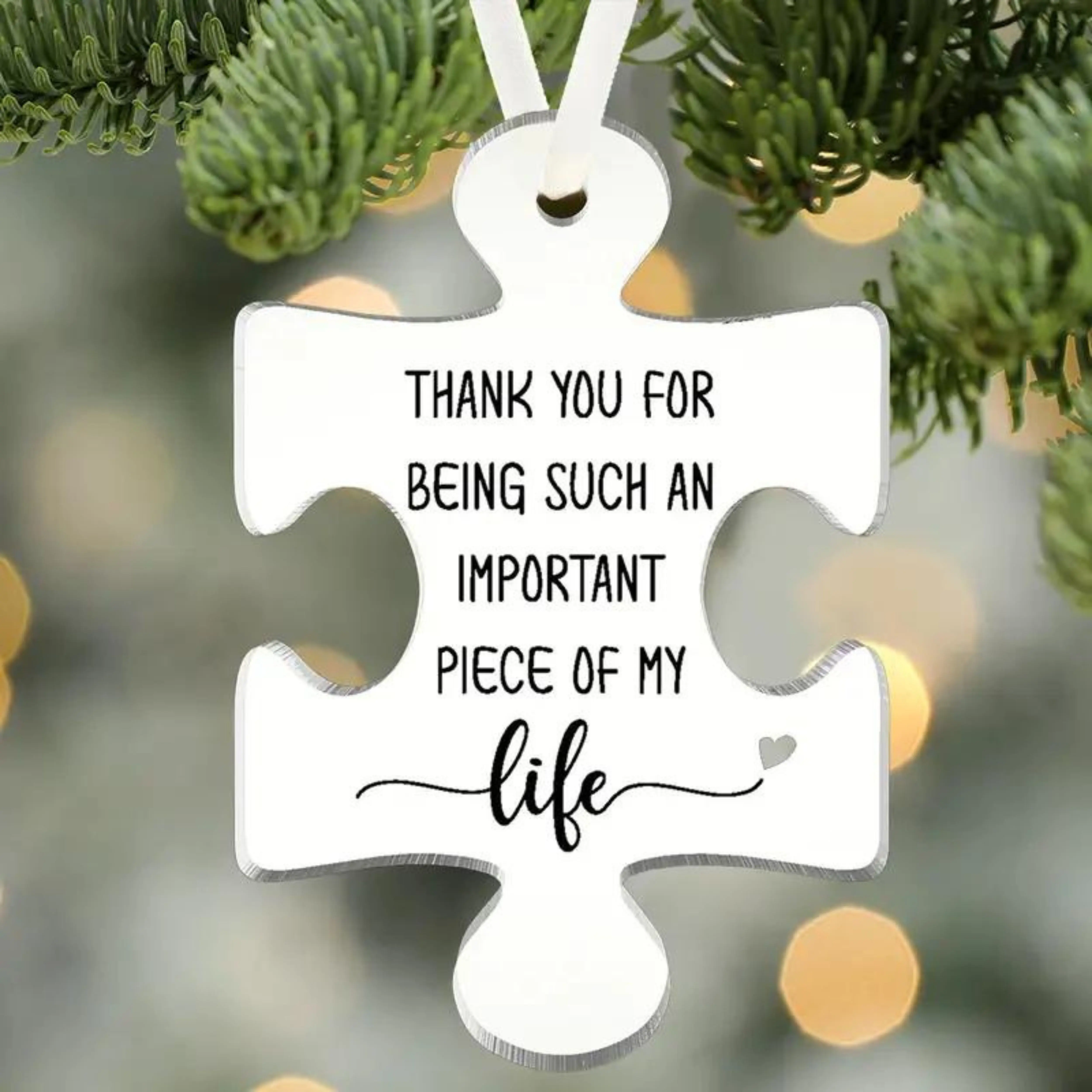 Cherished Friendship Acrylic Puzzle Ornament - Heartfelt Christmas Tree Decoration Gift for Best Friends & Teachers, Personalized Keepsake