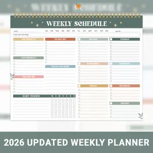 Weekly Planner Pad (52 Sheets) – Large 8.5×11 Tear-Off Desk Planner, Clean Colorful Design for Work, School & Productivity