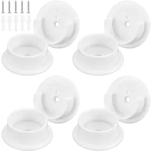 4 Pairs Closet Rod Holders Closet Rod Bracket Support with Screws Fittings Plastic Tension Pole Socket for /8" Rods Bathroom Shower Curtain Wardrobe Clothing Store (White)