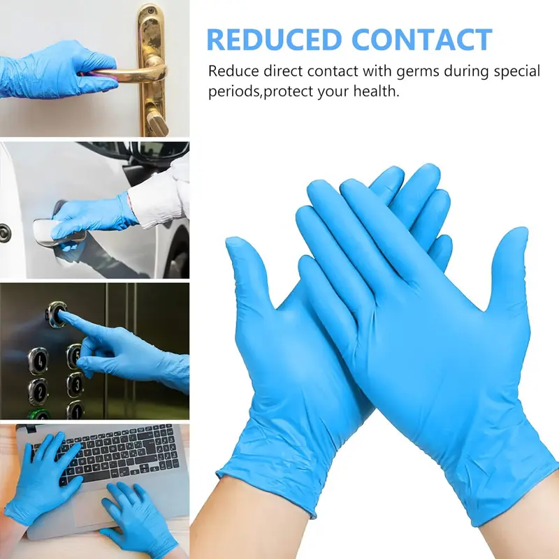100PCS Disposable Blue Nitrile Cleaning Gloves, Latex-Free Tear Resistant Household Gloves, Anti Chemical Irritation for Kitchen Dishwashing Sink Scrubbing