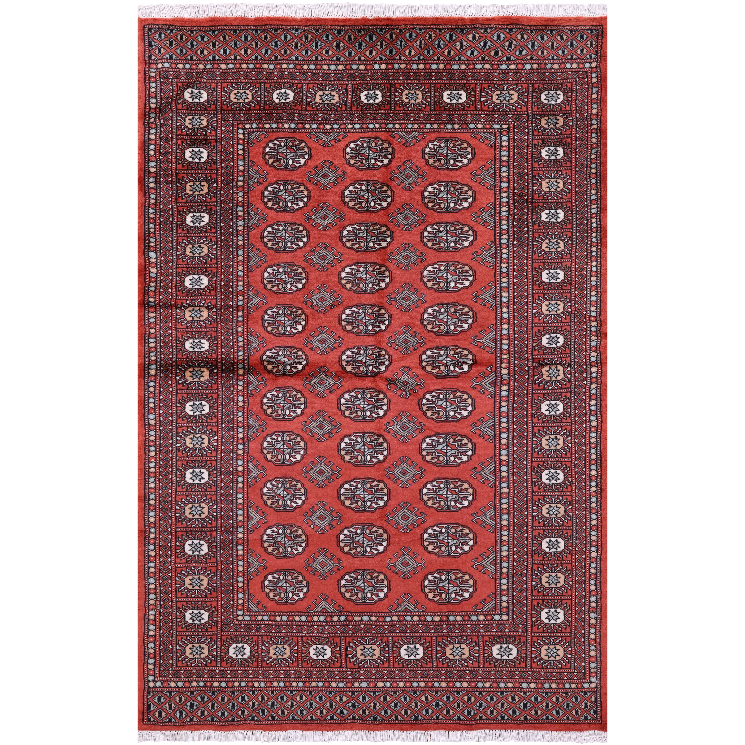Rust Bokhara Handmade Wool Rug - 4' 0" X 6' 2"