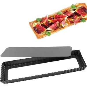 14 Inch Rectangular Nonstick Tart Pan with Removable Bottom for Pies, Quiche, Cheesecakes and Desserts
