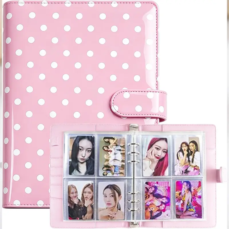 A5 Kpop Dot Album Trading Card Binder - 6-Ring Magnetic Buckle Closure, 30 4-Pocket Pages, Collector Storage Album for Kpop Photocards Organization