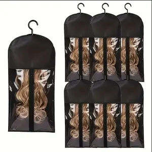 6pcs/12pcs Wig Storage Bag Set with Hooks, Transparent Dustproof Protection Convenient Portable Design, for Salons and Home Use, Holds and Organizes Multiple Wigs