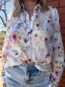 Abby Floral Voile Button-Down Top