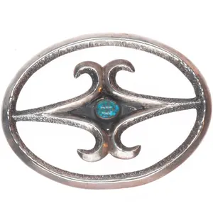 c1940 Large Lone Mountain turquoise Tufa Cast sterling silver Navajo pin/brooch