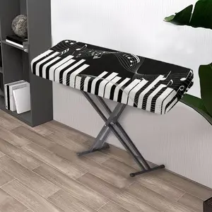 61/88-Key Black And White Piano Music Keyboard Cover, Piano Key Protector, Adjustable Piano Anti-Slip Cover, Reusable Electronic Keyboard Cover, Piano Key Case, Piano Maintenance Accessory