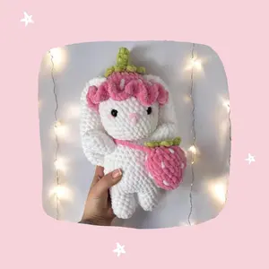 Strawberry Bunny Crochet | Crochet Bunny Plush | Bunny Stuffed Animal | Crochet Strawberry Bunny Stuffed Toy | Crochet Plushies
