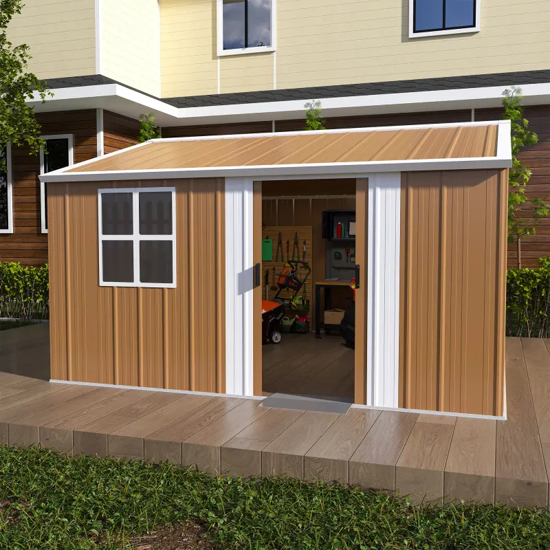 Bellemave 12x10 FT Heavy-Duty Sturdy Metal Outdoor Storage Shed - Lockable Door, Windows, Ventilation, Waterproof, UV-Resistant Coating, Assembly Required for Backyard, Garden Tool Organization