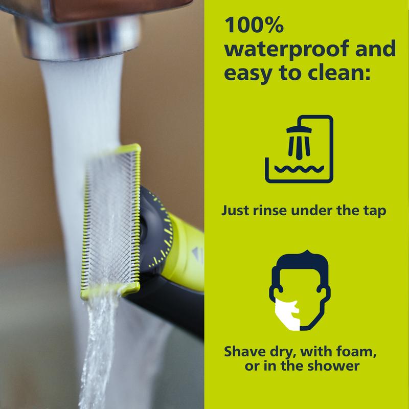 Philips Norelco OneBlade 360 Face, Electric Trimmer and Shaver, QP2724/70 Stainless Steel Stainless Steel Comb Handle