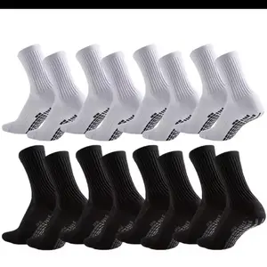 16-Pack Performance Anti-Slip pro Grip Socks (Twin Pack) STOP Shoe Slip & Prevent Blisters [Offer: buy 8 White & get 8 free Black Socks for Enhanced Grip and Comfort]