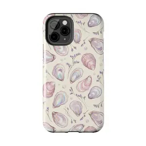Watercolor Oyster Shells Phone Case | Pastel Beach Shells Pattern