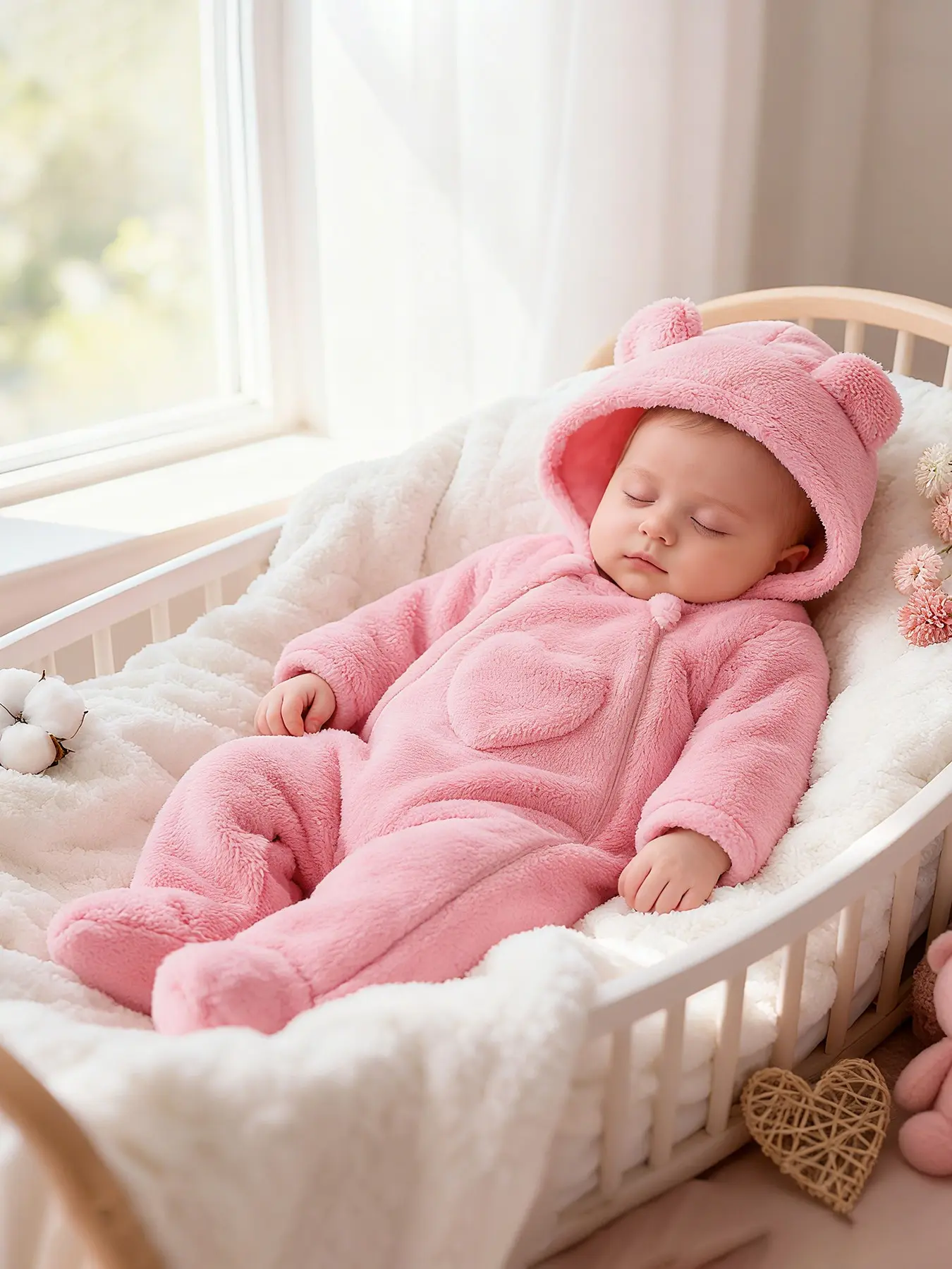 Infant Bear Onesie, Fall Winter Baby Warm Hooded Crawling Suit, Footed Daily, Cozy and Comfortable Clothing for Kids