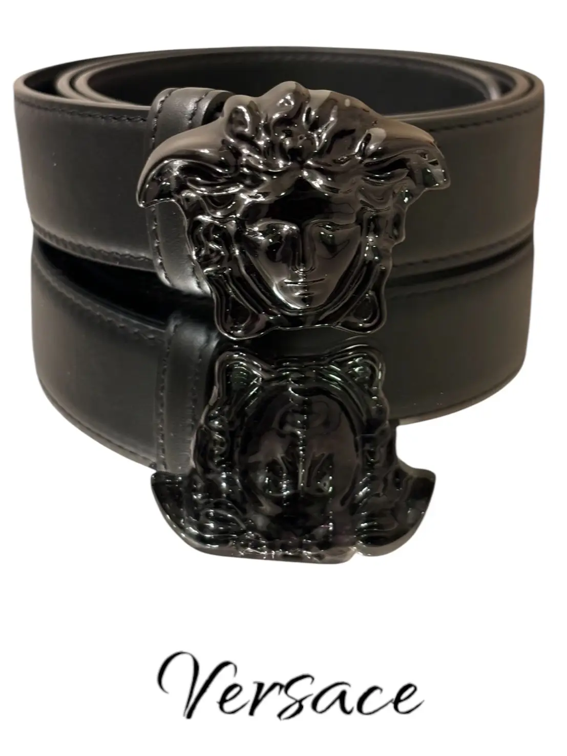 Pre-owned VERSACE Leather bag accessories Woman’s Medusa Black Belt