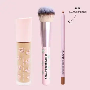 KimChi Chic Beauty Base Babe Bundle - Foundation & Brush Makeup Kit Set