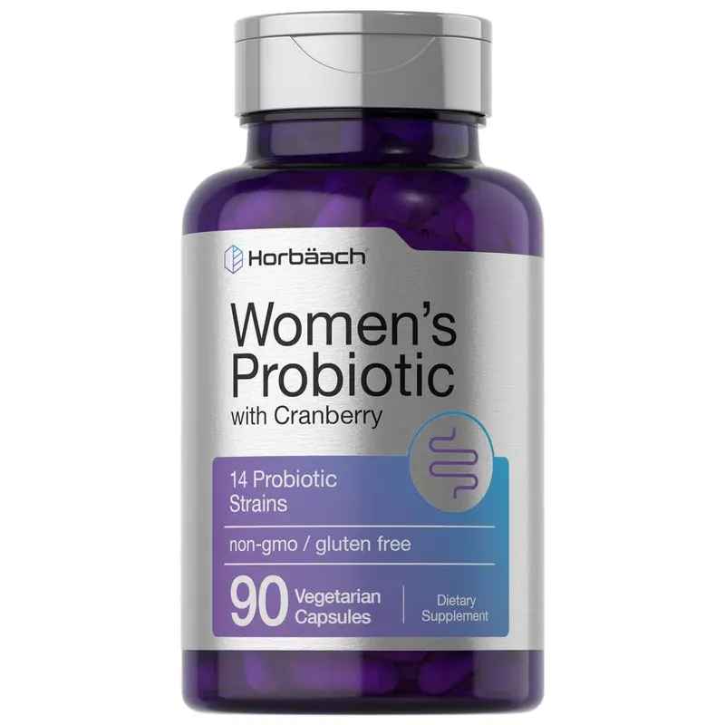 Horbäach Probiotic for Women with Cranberry | 90 Capsules | 14 Probiotic Strains | Non-GMO, Gluten Free Supplement