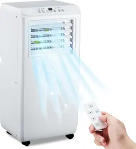 10000 BTU Quiet Portable AC Unit - White Multi Function Airconditioner, Remote Control, Dehumidifier, Fan, Cooling for 450 Sq Ft Rooms (Portable Aircon, Room Ac Unit)