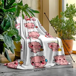 Cute Pig Pattern Blanket, Soft Comfortable Throw Blanket, Warm Napping Blanket for Home Office Travel, Bedroom Refresh Decor, Animal Blankets