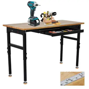 GARVEE Adjustable Workbenches: Versatile 48" to 70" Height, Power Outlets, Rulers, Pegboards, Hooks, and 2000 Lbs Load Capacity for Home, Garage, and Office Use.
